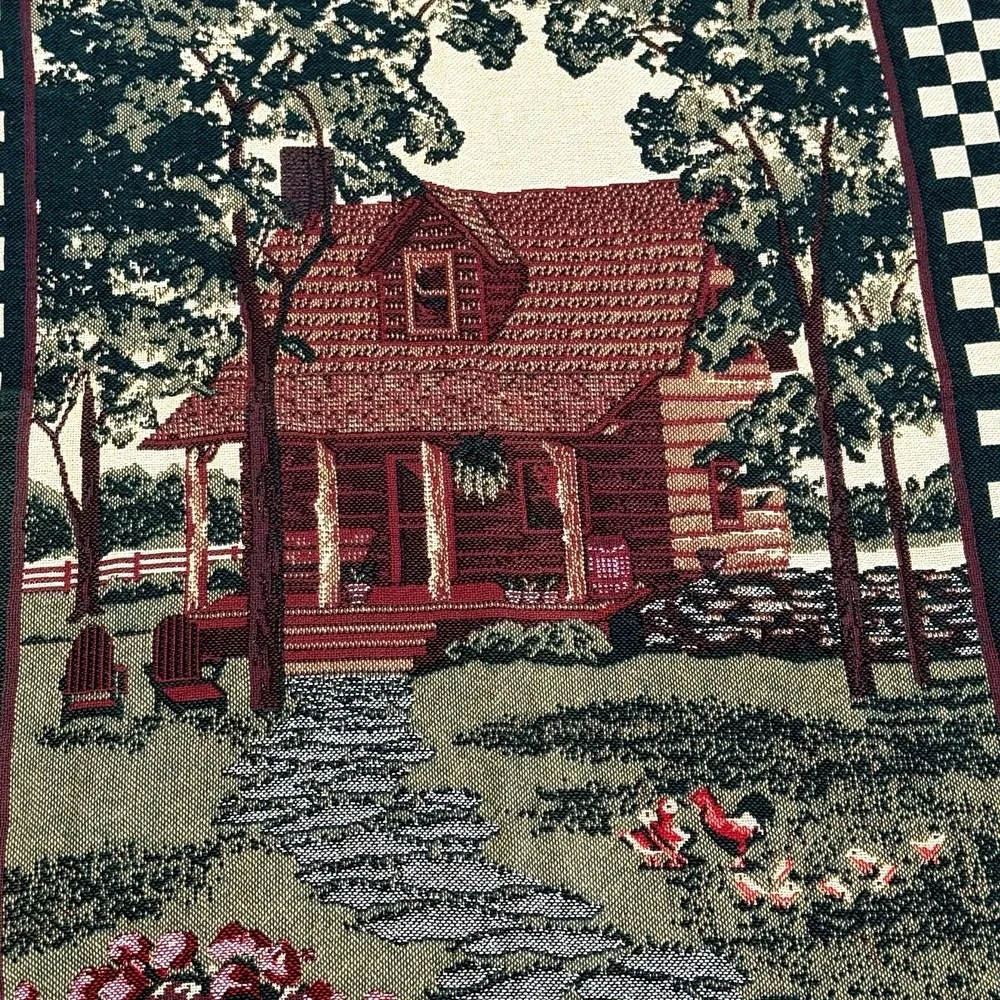 Bob Timberlake Rooster Cabin Woven Throw Blanket Buffalo Check 100% Cotton USA